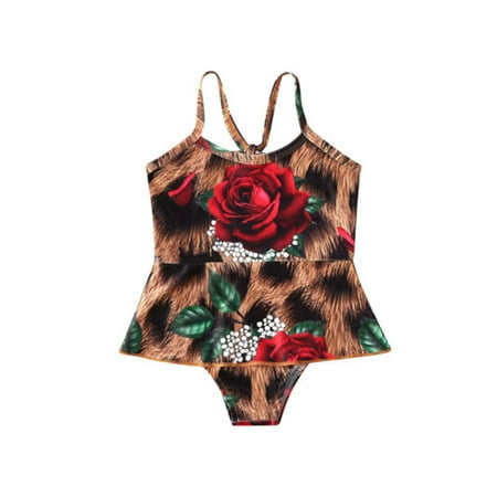 

Bmnmsl Infant Swimwear Baby Girls Kids Flowers Swimming Bikini Bathing Suit