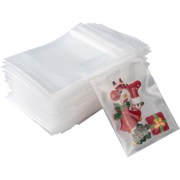 100Pcs 2.3x3.5 inch Plastic Zip Lock Bags Cellophane Bags Resealable Packaging Bags Top Seal Self Seal Bag