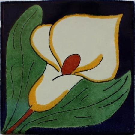 4.2x4.2 Big Lily Talavera Mexican Tile, Set of 9 pcs