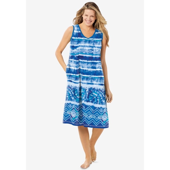 Dreams & Co. Plus Size Trapeze V-Neck Short Lounger