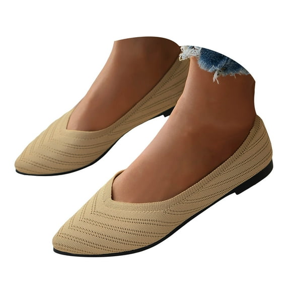 Mepaouo Pointed Toe Flats for Women Comfortable Dressy Knit Ballet Mary Jane Women's Work Dress Shoes