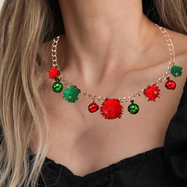 Adornos navideños, collar navideño, Papá Noel, árbol de Navidad, joyería navideña para mujer, regalo navideño de moda, collares navideños.