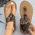 thumbnail image 4 of Women's Fashion Leopard Print Slingback Sandals Open Toe Ankle Strap Flat Dress Shoes Lightweight Flip Flops Beach Sandal Brown Size 6, 4 of 9