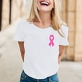thumbnail image 2 of Yuncity Womens Shirts Featuring Cancer Awareness Tshirt Loose Fit Comfortable Casual Design Tops Pink Ribbon Graphic Print Tee Size L White, 2 of 7