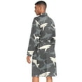 thumbnail image 2 of Dailycode Men Robe Lightweight Soft Bathrobes Kimono Nightgown Shark Outline, 2 of 6