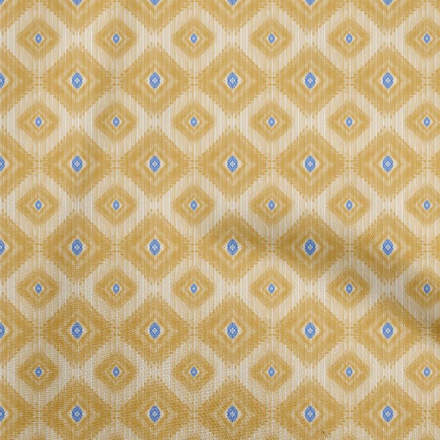 oneOone Polyester Spandex Yellow Fabric Asian Ikat Sewing Craft Projects Fabric Prints By Yard 56 Inch Wide