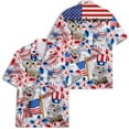 thumbnail image 3 of Funny Floral Tropical Patriotic Cat Hawaiian Shirt For Men Aloha Mens Hawaiian Shirts Short Sleeve Button Down Shirt Men, 3 of 7