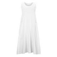 thumbnail image 5 of ZHUGeLI Women's Summer Dresses Cotton and Linen Dress Long Sleeveless Solid Color Dress with Pocket Skirt, 5 of 7