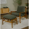 thumbnail image 2 of Grain Wood Furniture Solid Wood Mid Century Lounge Chair with Moss Green Cushions, 2 of 6