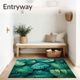thumbnail image 3 of ODIKA 4'x6' Machine Washable Non-Slip Area Rug, Boho Chic Green Leaves with Artistic Monstera and Palm High Traffic Rug, Green, 93724, 3 of 7
