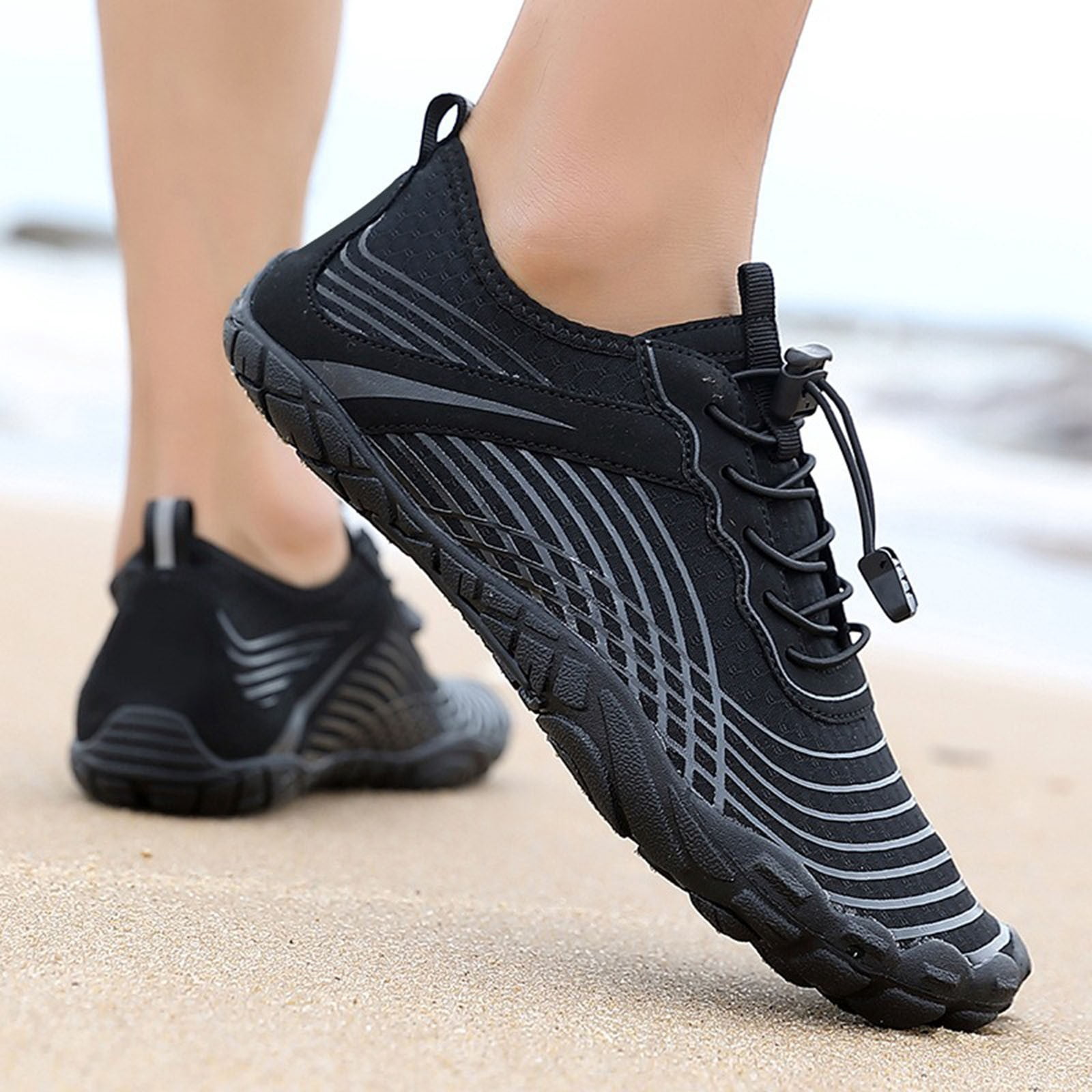 Mepaouo Water Shoes for Women Men Quick Dry Aqua Swim Pool Hiking Athletic Barefoot Shoes(Black,8)