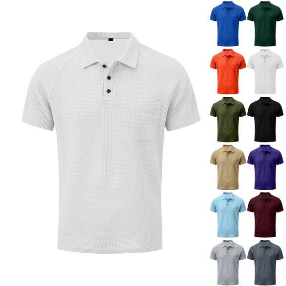 LTTVQM Breeze Capri Shirt for Men Breathable Beer Belly Short Sleeve Polo Shirts Wear Collared Textured Shirts Quick Dry Golf Casual White L