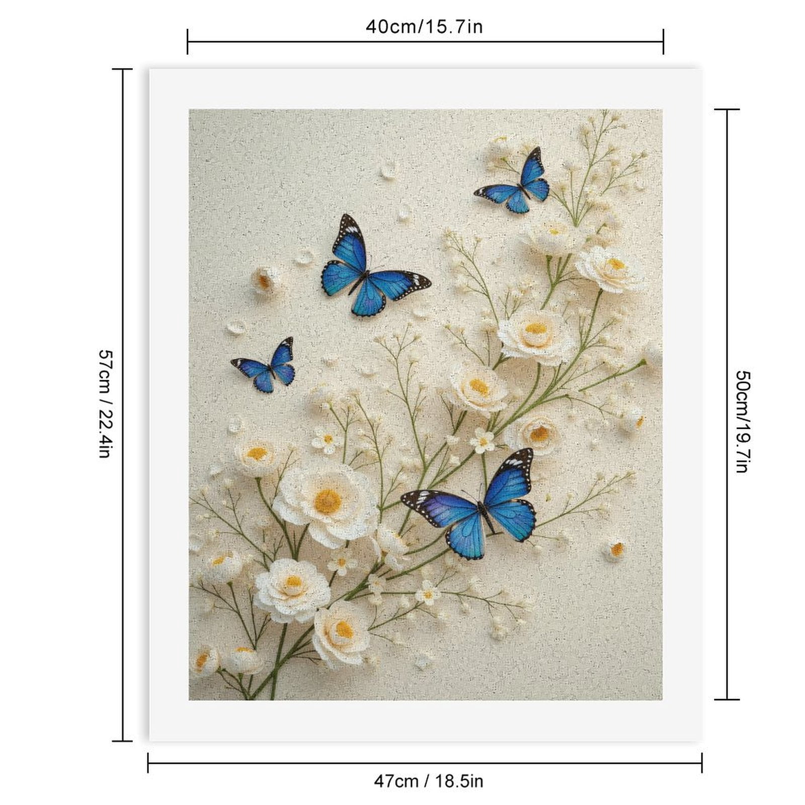 Paint by Numbers Kit for Adults, Blue Butterflies White Blossoms Paint by Numbers, Easy Paint by Numbers Kit for Adults Beginner, DIY Adult Paint by Number Kits on Canvas, Home Decor