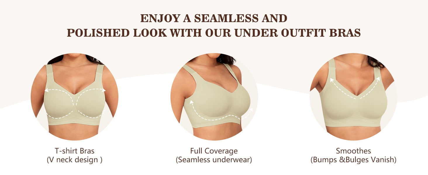 Daystry Smooth Wireless Bras for Women No Underwire Comfort Seamless Bras Full Coverage Everyday Bra New Upgrade