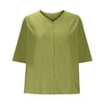 thumbnail image 5 of Vestidos Casuales Para Mujer, Blusas De Mujer De Moda Camiseta de lino de manga corta con cuello en V para mujer, color liso, estilo lino, talla grande, manga corta, top/camiseta de manga corta, 5 of 5