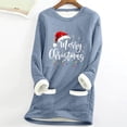 thumbnail image 3 of Womens Christmas Fleece Lined Sweatshirts Long Sleeve Winter Warm Pullover Xmas Holiday Fuzzy Thermal Tops, XL Blue, 3 of 3