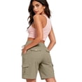 thumbnail image 4 of 9" 10" Inseam Hiking Cargo Shorts Womens 6 Pockets Pull on Bermuda Shorts Lightweight Quick Dry Outdoor Workout Running Athletic Short Summer Travel Loose Khaki M, 4 of 6
