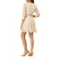 thumbnail image 3 of Vestido de trabajo de mujer INSPIRE CHIC con mangas 3/4, dobladillo con volantes, botones decorativos, cordón y fruncido en color beige, 3 of 7
