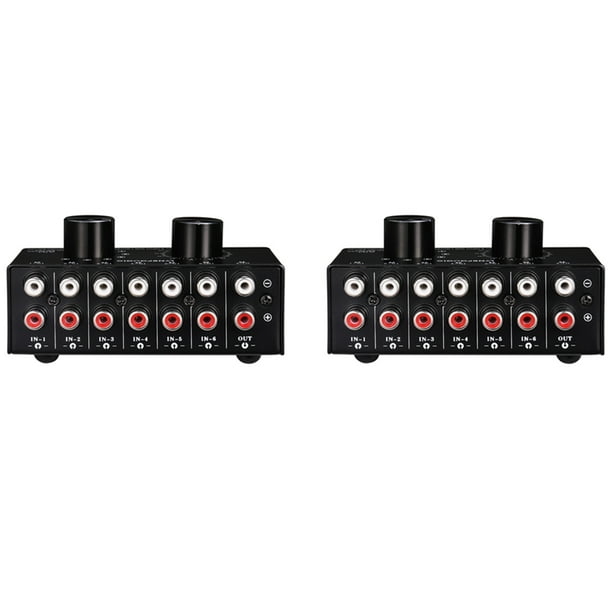 2X Conmutador de 6 Entradas Y 1 Salidas Selección de Fuente de Audio Conmutador Interruptor Selector de Señal