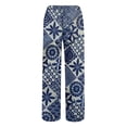 thumbnail image 5 of Beach Pants for Women 2026 Spring Summer Floral Print Elastic Waist Wide Leg Loose Linen Baggy Pants with Pockets, 5 of 6