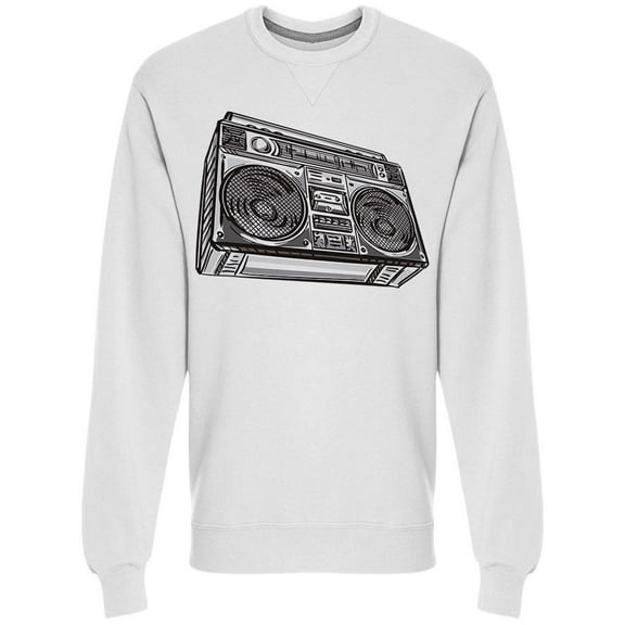 Hand Drawn Retro Boombox Sweatshirt Men - Men Sweatshirt, Medium
