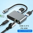 thumbnail image 2 of Adaptador USB C A Ethernet de 1000 Mbps, Puerto de Carga Rápida PD de 60 W, Adaptador de Red Tipo C A RJ45 2XUSB 3.0 para PC y Portátil., 2 of 5