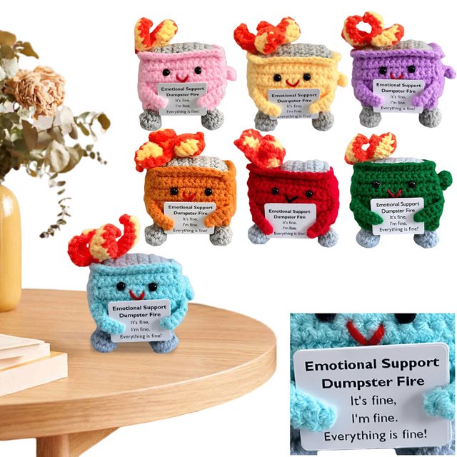 Crochet Trash Can Fire Dumpster Positive Con Tarjeta Alentadora