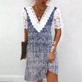 thumbnail image 1 of Puntoco Vestido De Manga Corta Con Cuello En V, Talla Grande Para Mujer, Estampado, Suelto, Informal, Azul Xxl, 1 of 5