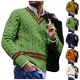 thumbnail image 4 of Men's Cable Knit V-Neck Sweater Long Sleeve Pullover Casual Classic Fit Knit Top, 4 of 4