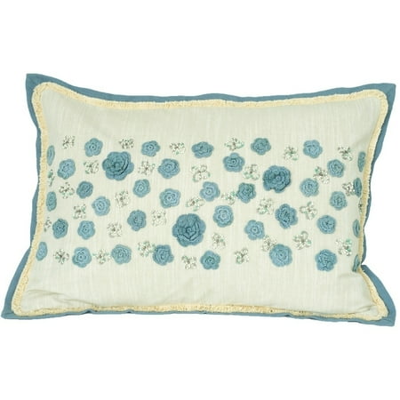 Pisces Global Handmade Floral Embroidered Down Filled Decorative