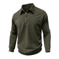 thumbnail image 4 of Cotton Quarter Zip Sweatshirt for Men Ghalytn Collared Long Sleeve Pullover - Casual Solid Top, 4 of 7