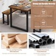 thumbnail image 4 of PORKISS Dining Table Set for 4, 3-Piece Kitchen Table Set with 2 Benches, Dining Room Table Set with Metal Frame, Breakfast Nook Furniture Set for Home Cafeteria Bar Dining Room, Brown, 4 of 9