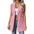 thumbnail image 2 of Women Blazer Vests Long Drawstring Waist Open Front Outerwear Gilet, Notch Lapel Business Casual Waistcoat with Pockets Heavy Jackets for Women L, 2 of 9