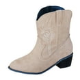 thumbnail image 6 of Mepaouo Women's Cowboy Cowgirl Boots Embroidered Western Short Ankle Booties Low Chunky Heel Dress Country Shoes, 6 of 8