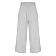 thumbnail image 5 of Babysbule Pants for Women Women's Multiple Solid Color Cotton Linen Loose Casual Wide Leg Capris, 5 of 5