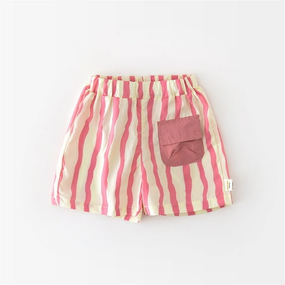 Spazoro Toddler Boys Girls Shorts, Summer Elastic Waist with Pockets Solid Color Casual Shorts for Boys Hot Pink Size 12 Months