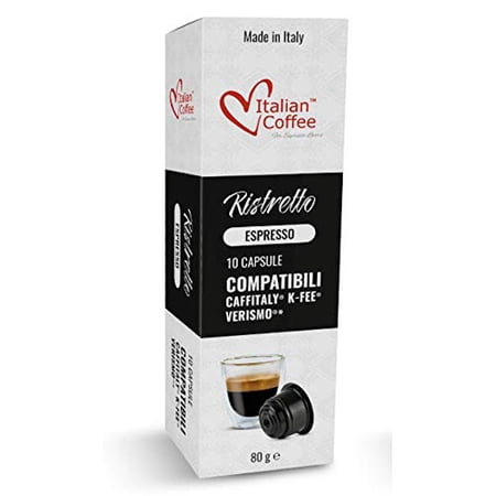 ITALIAN COFFEE FOR ESPRESSO LOVERS Italian Coffee capsules compatible with Verismo, CBTL, Caffitaly, K-fee systems (80 pods RISTRETTO blend)