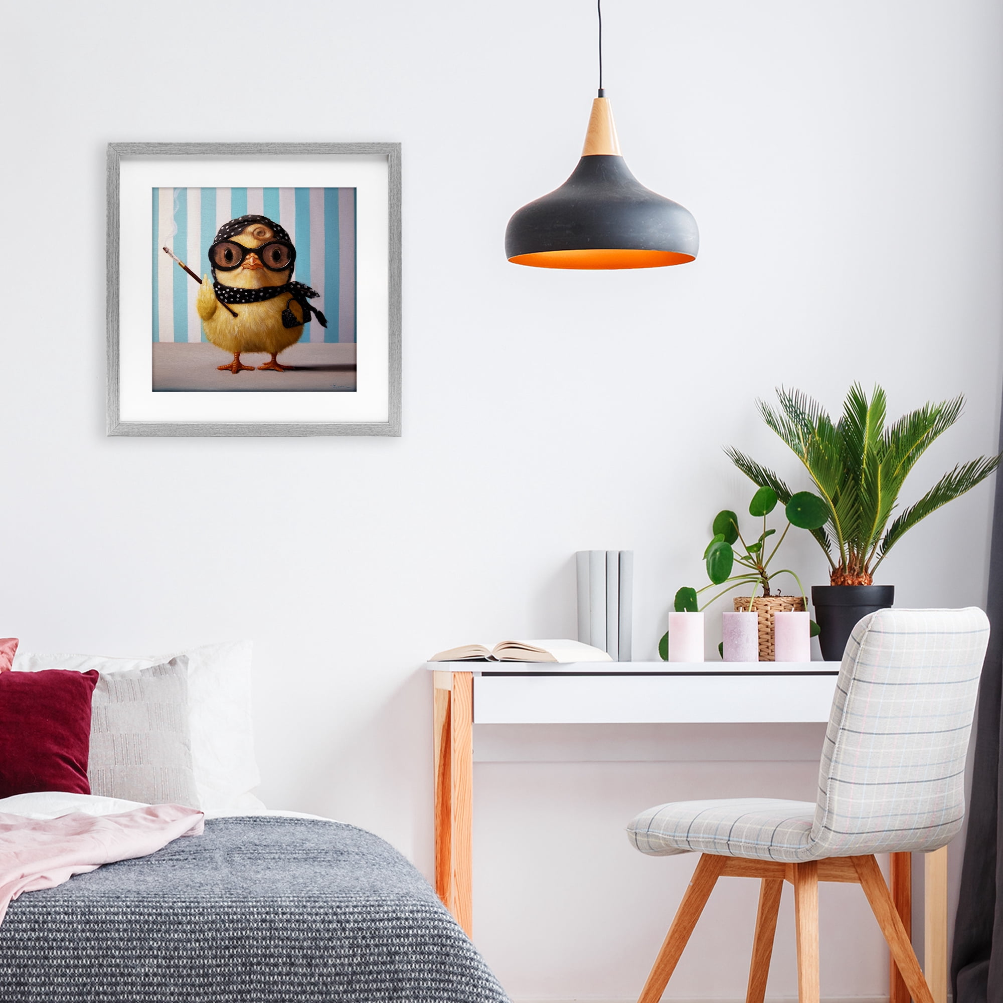 Stupell Industries Audrey Henburn Famous Chick Gray Framed Print Under Glass, design by Lucia Heffernan