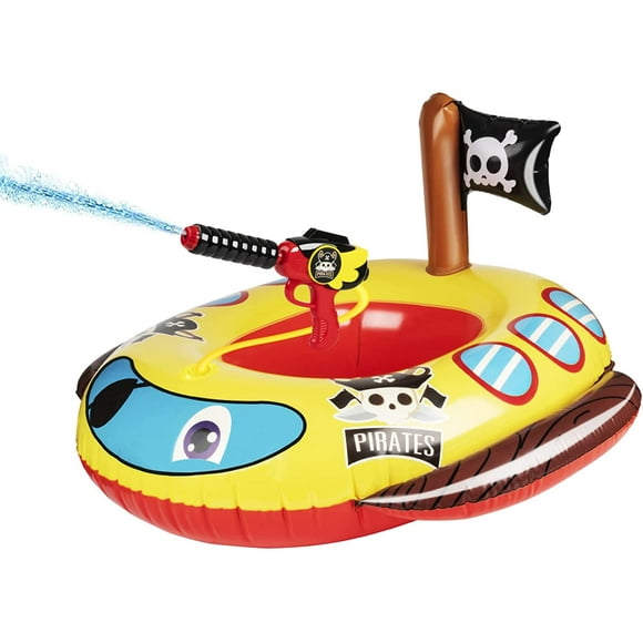 YSTIANN Flotteur de Piscine pour Enfants, Bateau Pirate Gonflable avec Pistolet à Eau - Jouets de Bateau Gonflable pour Tout-Petits de 4 à 6 Ans, Amusement de Natation d'Été AZ78-4335