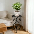 thumbnail image 2 of FOUKUS Vintage Iron Plant Stand Tall Single Plant Stand: Decorative Metal Pedestal Holder Table for Indoor Outdoor Garden Use, Elegant Black Flowerpot Planter Stand for Home Corner Decor, 2 of 6