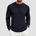 thumbnail image 2 of Linfrsh Mens Long Sleeve Tee Shirts Men's Ribbed Henley Shirt Short Sleeve Slim Fit Muscle Shirt Fitted Cotton Casual Long Sleeve, 2 of 9