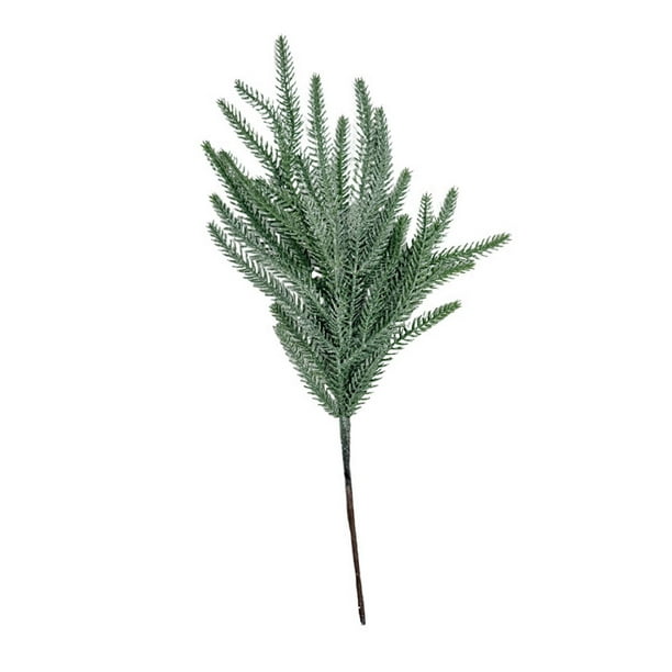 Hojas de pino artificiales, ramas, vegetación falsa, púas de pino, plantas verdes, alfileres de pino Polvo de plata