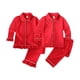 thumbnail image 2 of Pijamas de Navidad para niños pequeños, camisas de manga larga y pantalones de color rojo liso, traje de regalo para el primer Festival de Navidad, ropa de dormir de Navidad, 2 of 4