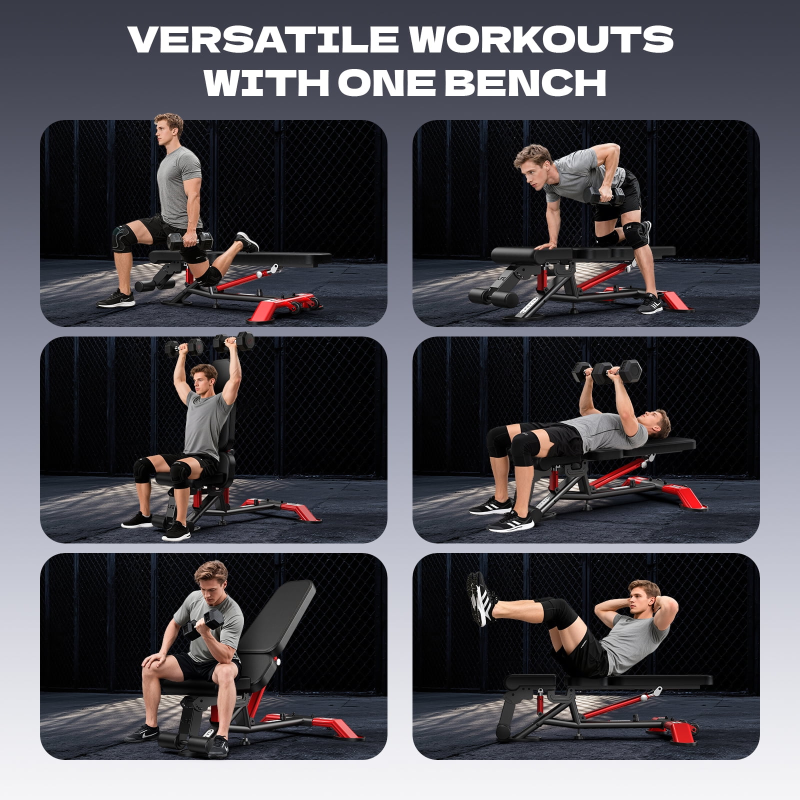 TOSSFD Heavy Duty Adjustable Weight Bench 2000 LBS, Commercial Home Gym Bench for Full Body Workout with Decline/Incline/Flat Positions, Extra Wide & Stable