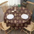 thumbnail image 3 of Brown Christmas Snowflake Pattern Round Tablecloth 60"x60",Wrinkle Wipeable Table Cloth for Kitchen Dining Room Picnic Patio Party, 3 of 6