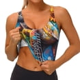 thumbnail image 3 of Fotbe Sunflower Turtle Sujetador Deportivo Largo sin Aros para Mujer con Almohadillas y Soporte Medio, Transpirable y Absorbente, Camiseta Tipo Chaleco o Tank Top-XX-Large, 3 of 8