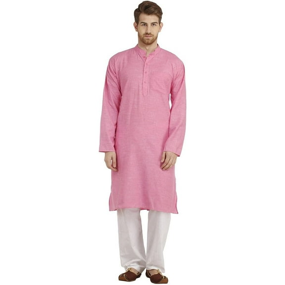 Royal Kurta Men's Cotton Kurta Pyjama Set (ROYAL_188_Pink_Large)