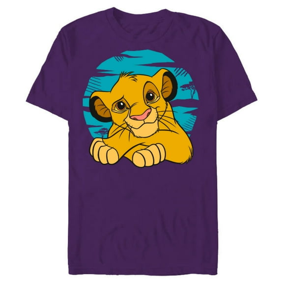 Disney The Lion King Young Simba Resting Blue 90s - Short Sleeve Blended T-Shirt for Adults - Customized-Purple