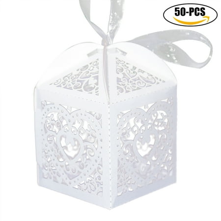 50pcs Outgeek Wedding Favor Candy Box Bag With Elegant Ribbon Hollow 50pcs Outgeek Wedding Favor Candy Box Bag With Elegant Ribbon Hollow Treat Cardboard
