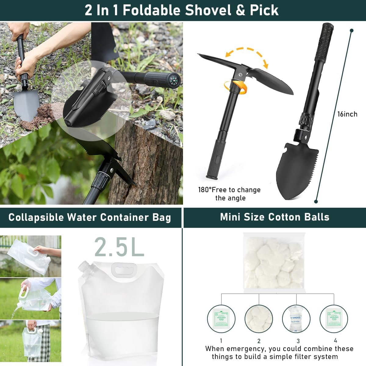 262Pcs Survival Kit with Tent and First Aid Gear for Emergency Preparedness